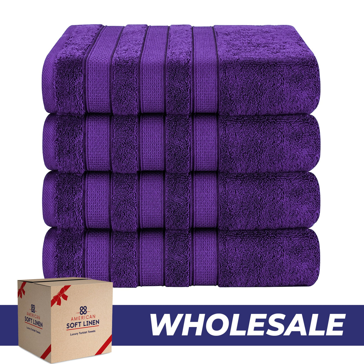 Salem 4 Piece 100% Cotton Luxury Turkish Bath Towel Sets - 6 Set Case Pack - Wholesale bath towels