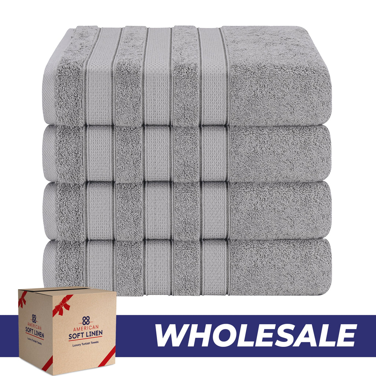 Salem 4 Piece 100% Cotton Luxury Turkish Bath Towel Sets - 6 Set Case Pack - Wholesale bath towels