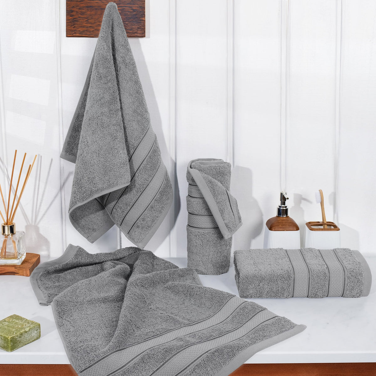 Salem 4 Piece 100% Cotton Luxury Turkish Hand Towel Sets