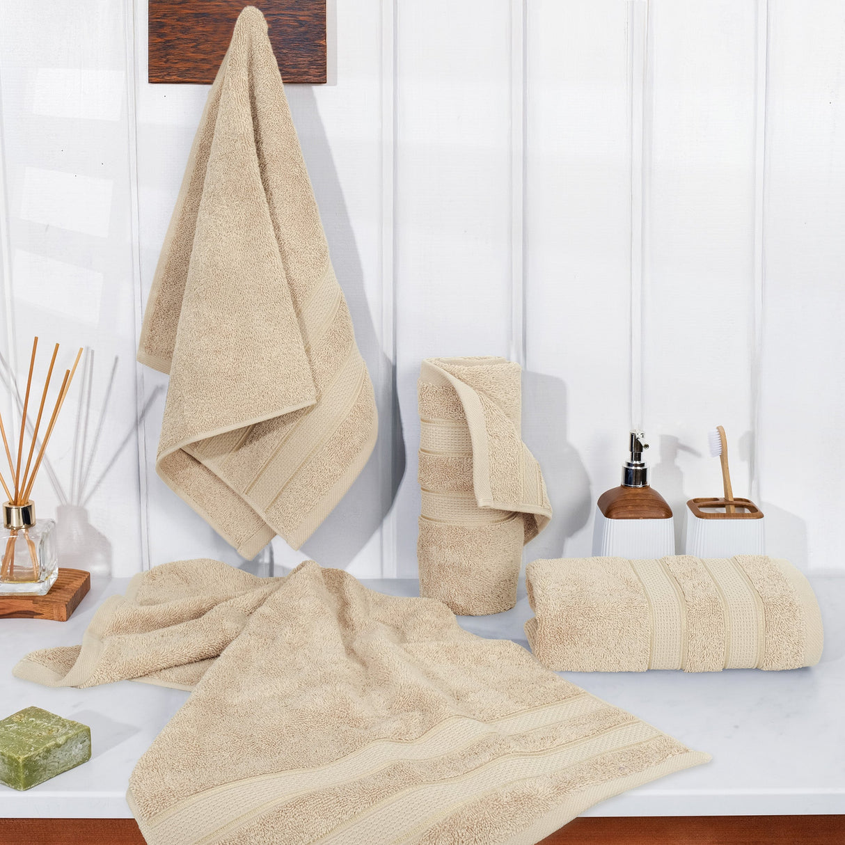 Salem 4 Piece 100% Cotton Luxury Turkish Hand Towel Sets