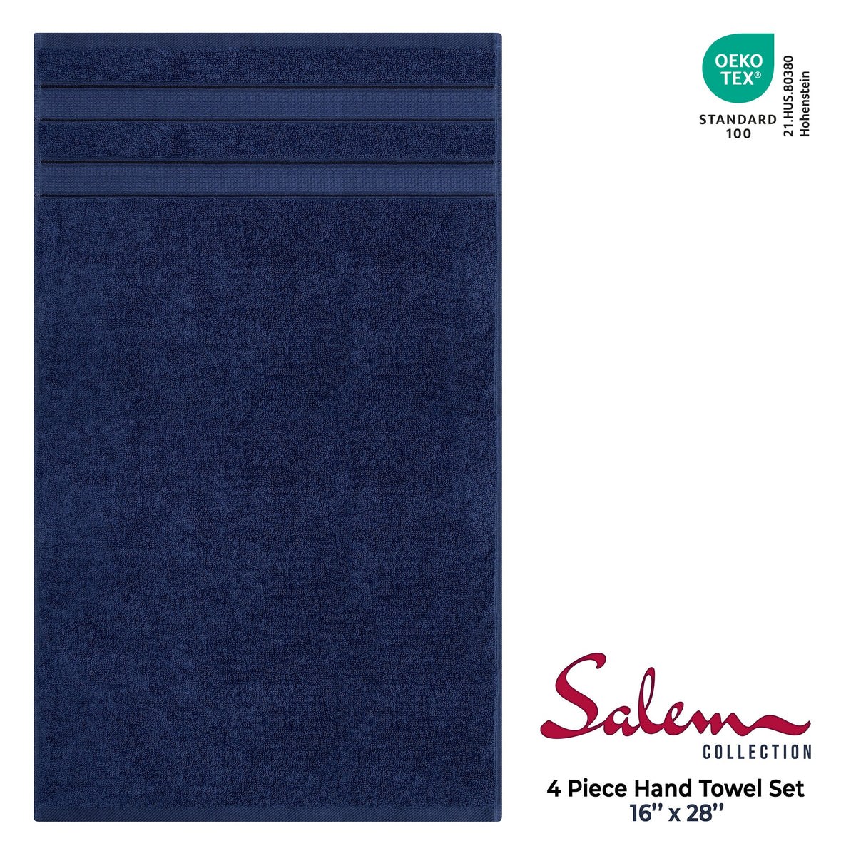 Salem 4 Piece 100% Cotton Luxury Turkish Hand Towel Sets