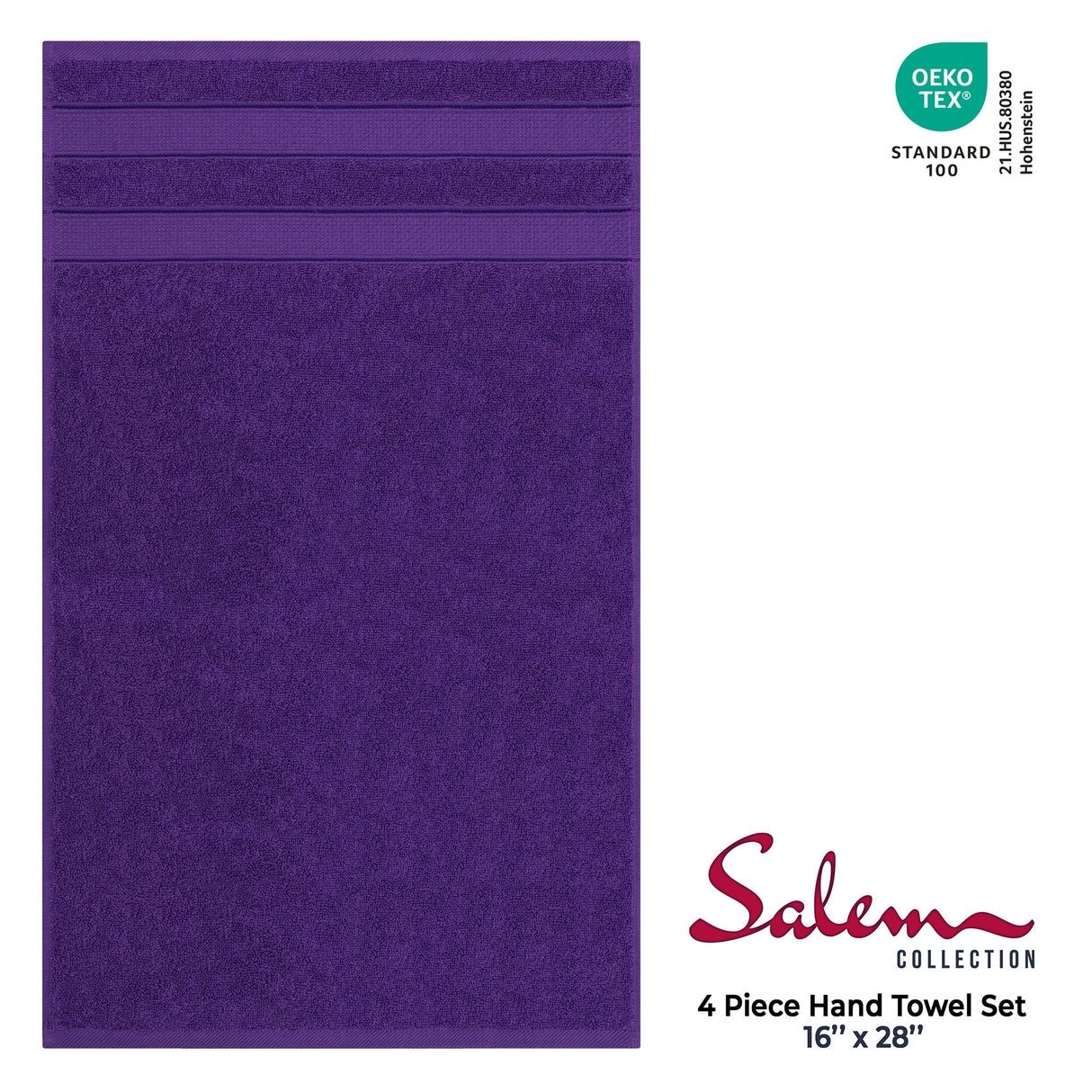 Salem 4 Piece 100% Cotton Luxury Turkish Hand Towel Sets