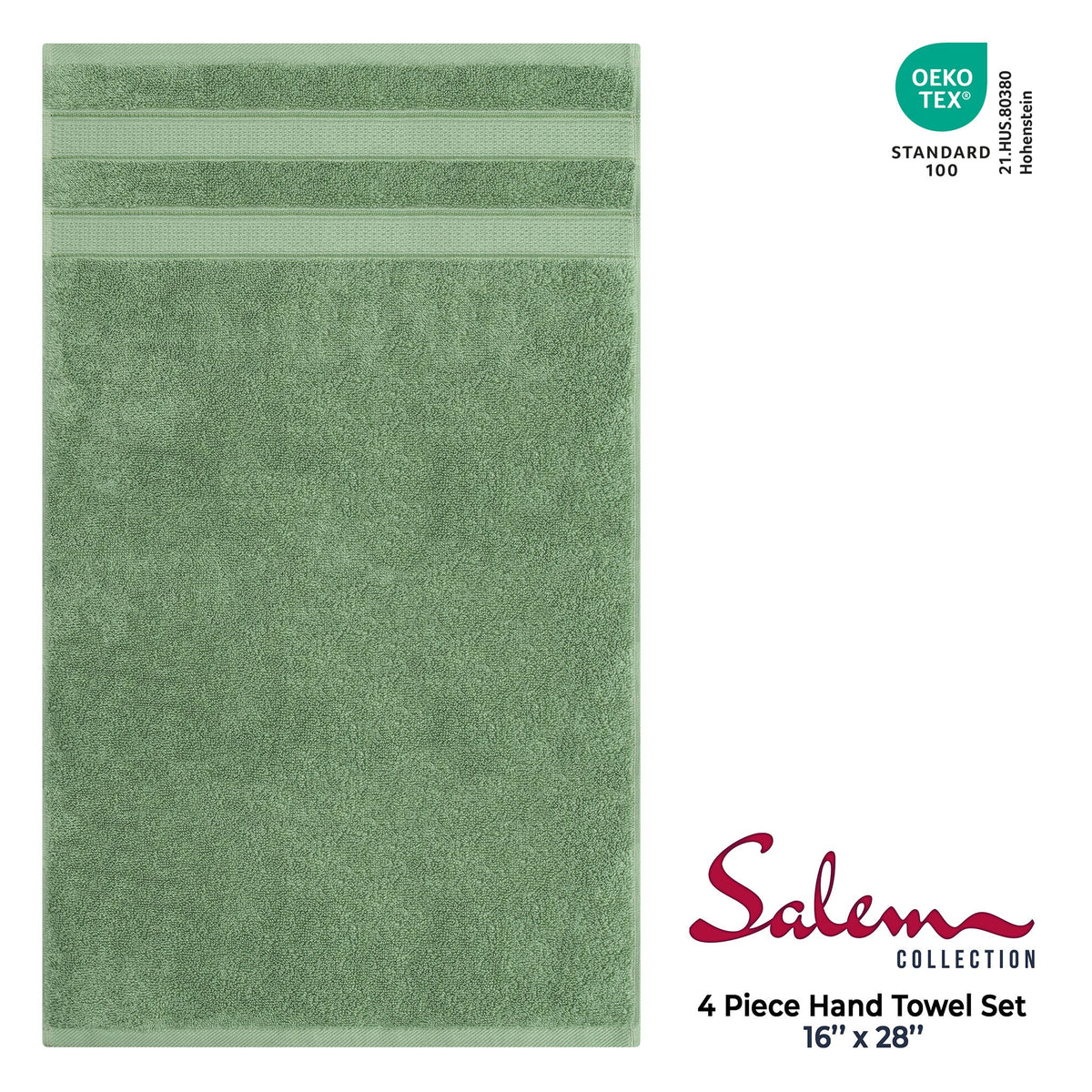 Salem 4 Piece 100% Cotton Luxury Turkish Hand Towel Sets