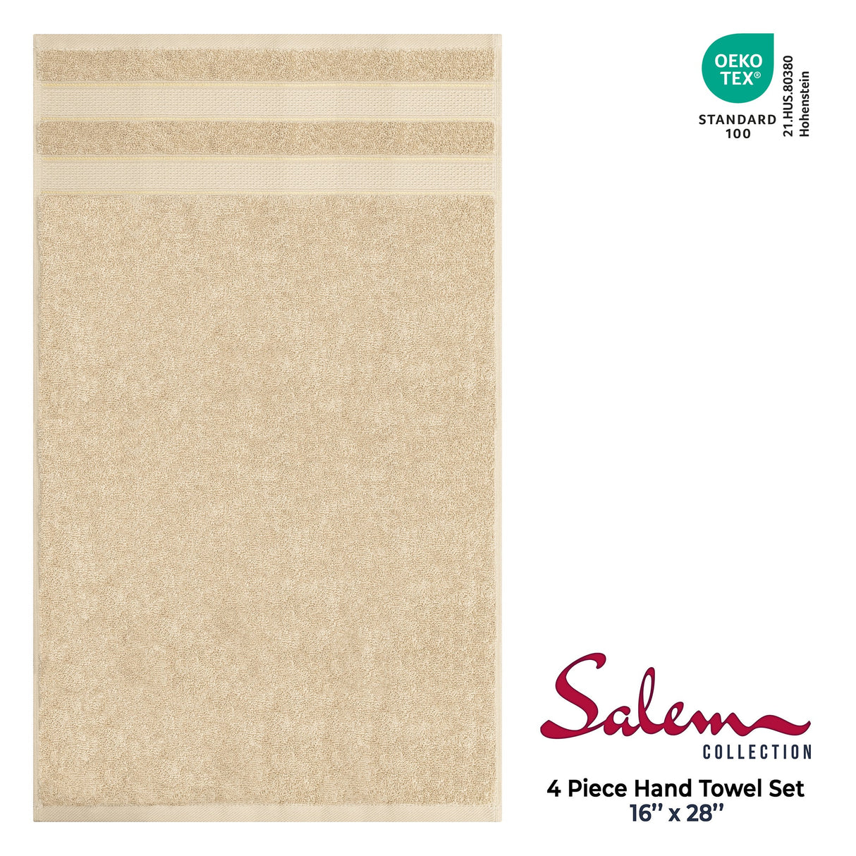 Salem 4 Piece 100% Cotton Luxury Turkish Hand Towel Sets