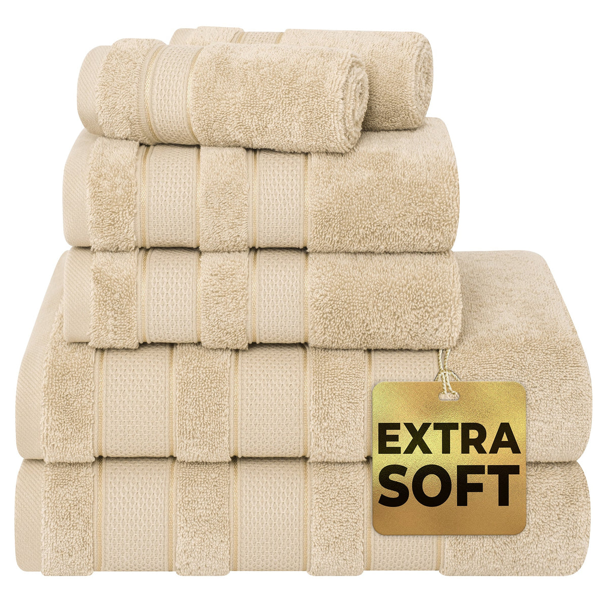 Salem 6 Piece 100% Cotton Luxury Turkish Bath Towel Set