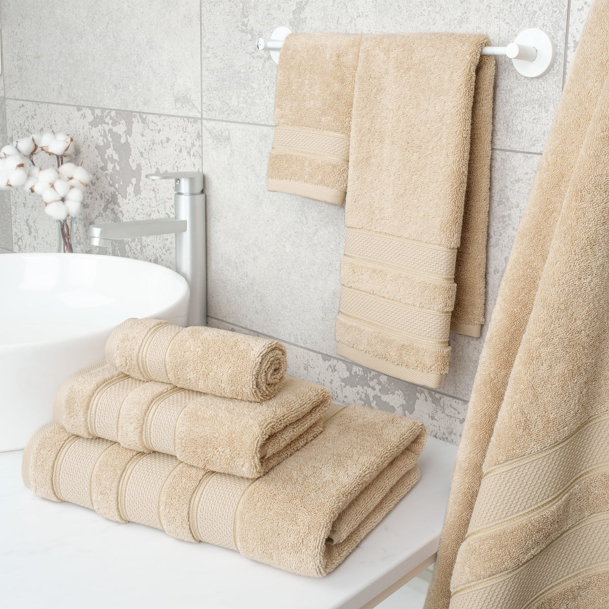 Salem 6 Piece 100% Cotton Luxury Turkish Bath Towel Set