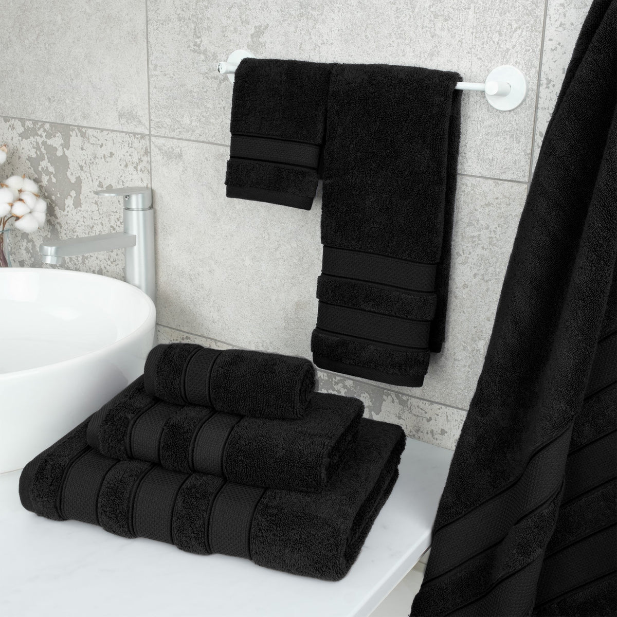 Salem 6 Piece 100% Cotton Luxury Turkish Bath Towel Set