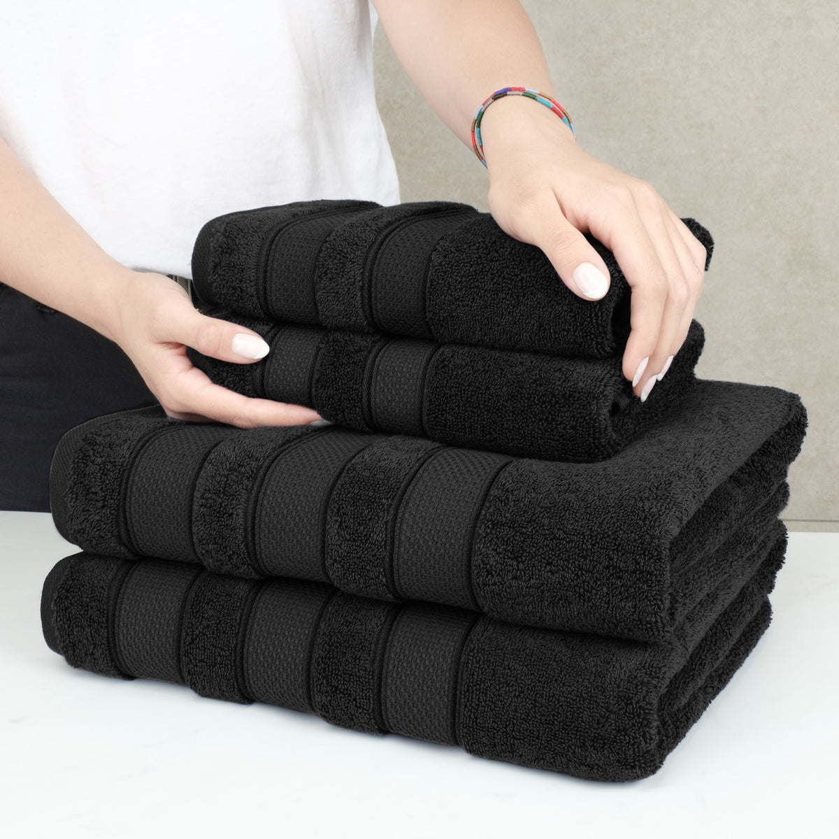Salem 6 Piece 100% Cotton Luxury Turkish Bath Towel Set