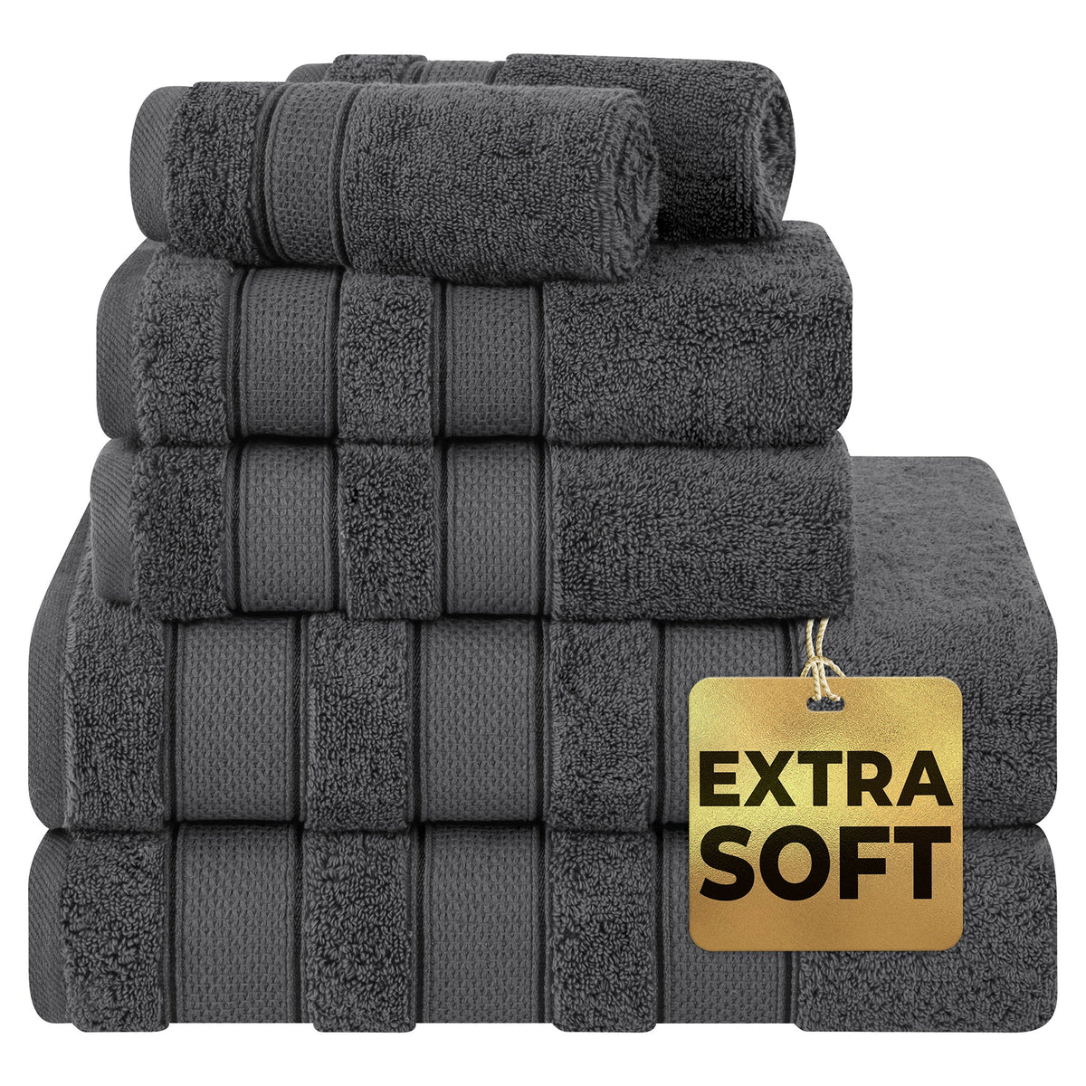 Salem 6 Piece 100% Cotton Luxury Turkish Bath Towel Set
