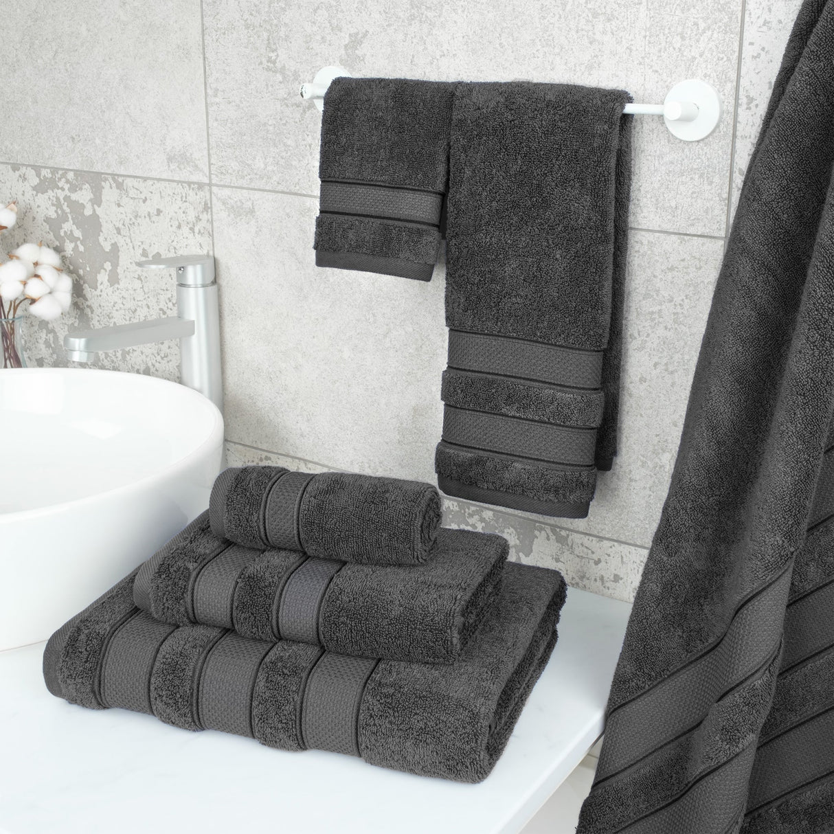 Salem 6 Piece 100% Cotton Luxury Turkish Bath Towel Set
