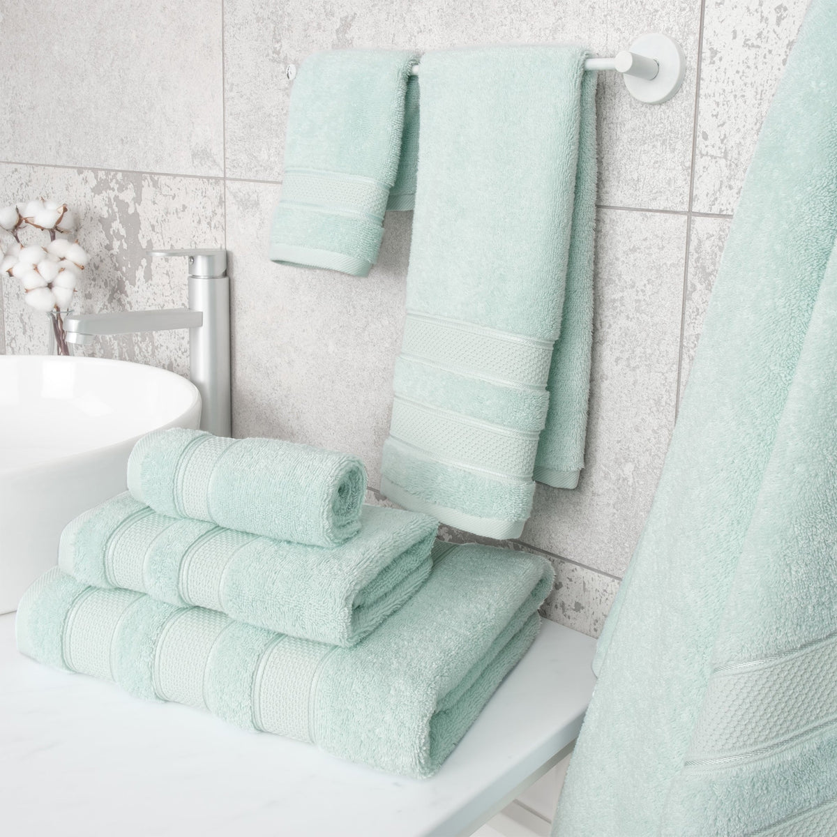 Salem 6 Piece 100% Cotton Luxury Turkish Bath Towel Set