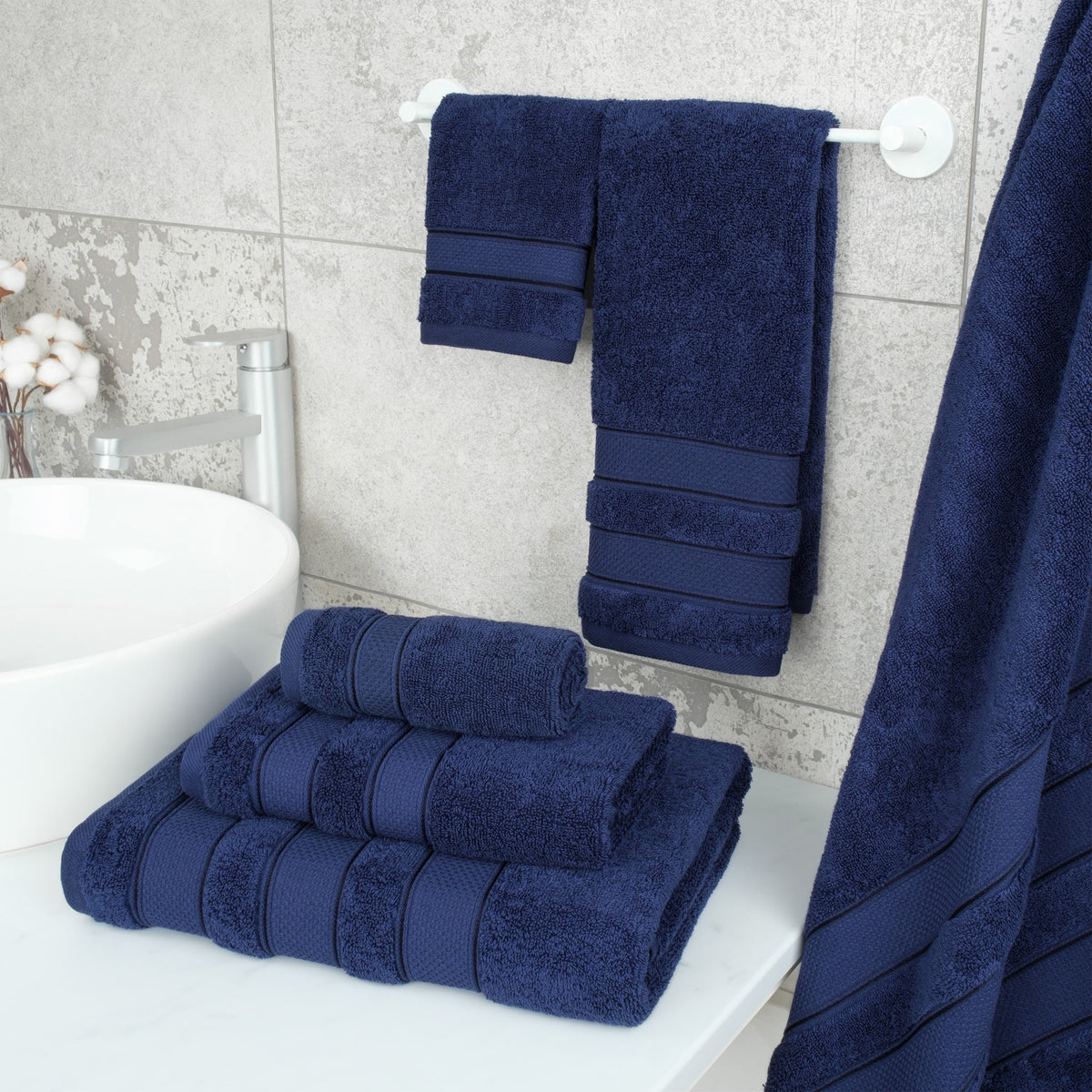 Salem 6 Piece 100% Cotton Luxury Turkish Bath Towel Set