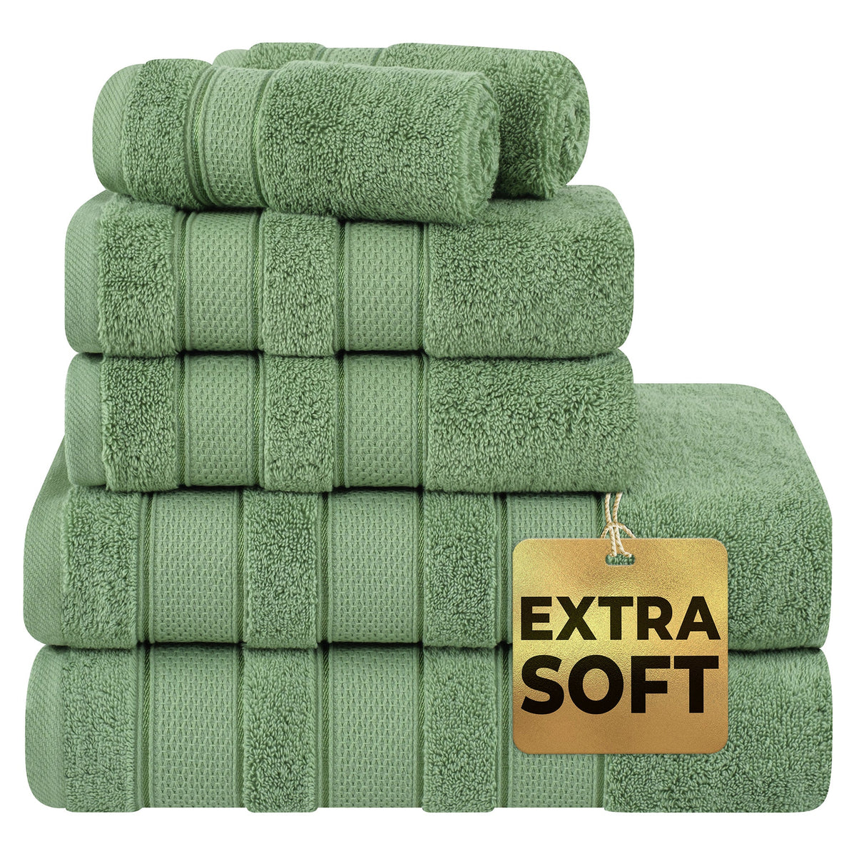 Salem 6 Piece 100% Cotton Luxury Turkish Bath Towel Set