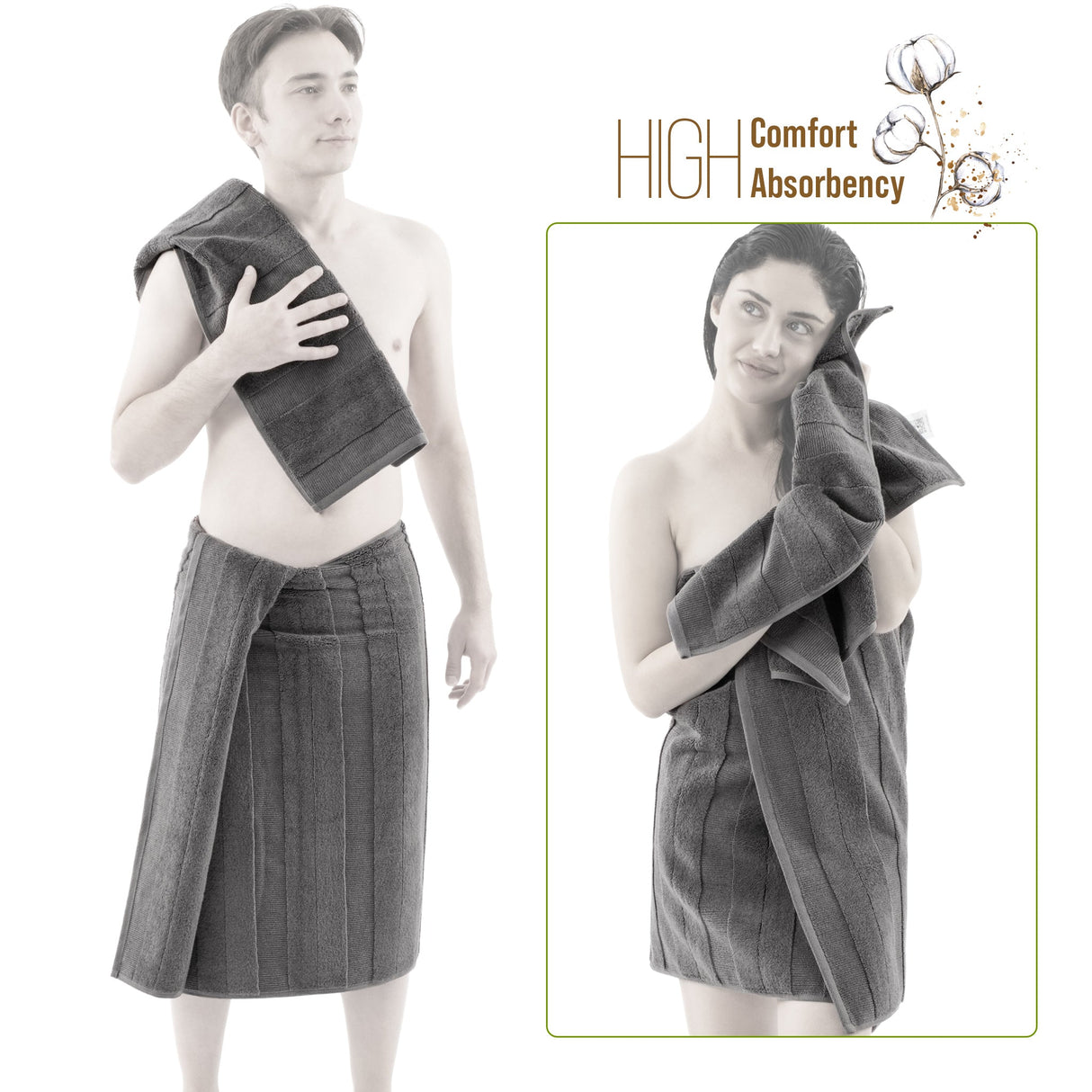 American Soft Linen Sense Collection 100% Micro Cotton Premium 6 Piece Towel Set, 600 GSM Ultra Soft and Plush Towels for Bathroom