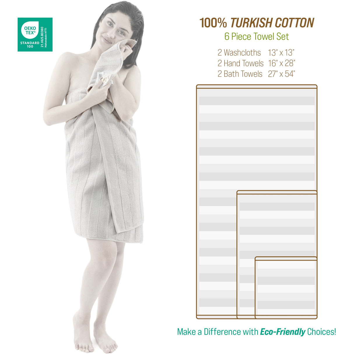 American Soft Linen Sense Collection 100% Micro Cotton Premium 6 Piece Towel Set, 600 GSM Ultra Soft and Plush Towels for Bathroom