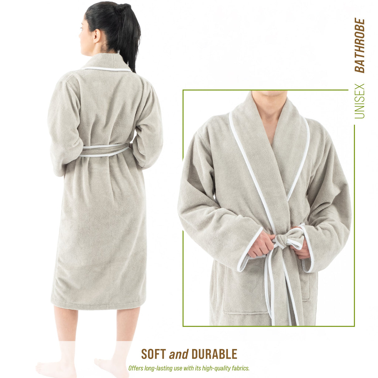 American Soft Linen Triga - Bamboo Robes for Women and Men, Unisex Plush Spa Lounging Bathrobe, 1 Piece Cozy Robe for Couples After Shower