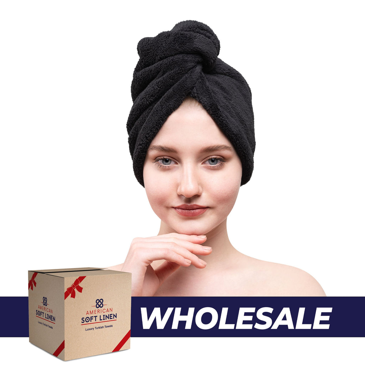 American Soft Linen Hair Drying Towel - 1 Packed / 2-Packed - Wholesale