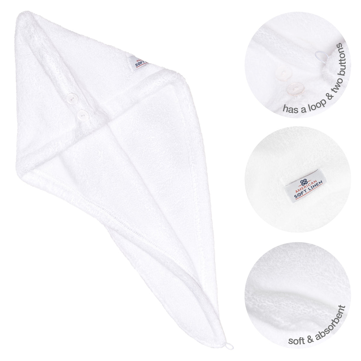 American Soft Linen Hair Drying Towel - 1 Packed / 2-Packed - Wholesale