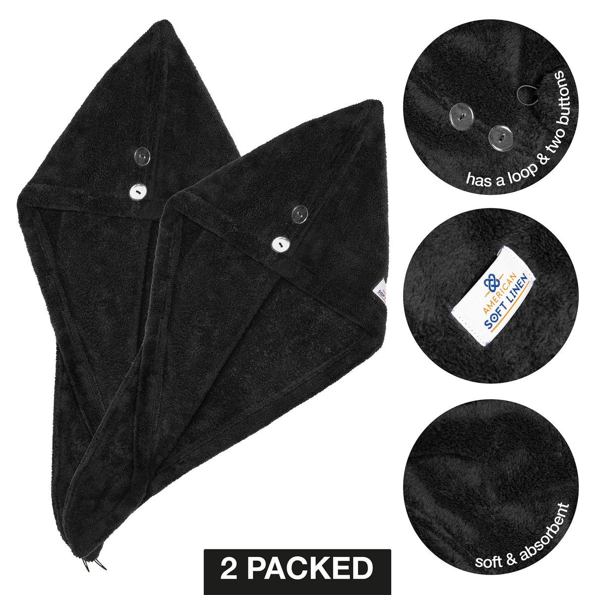 American Soft Linen Hair Drying Towel - 1 Packed / 2-Packed - Wholesale