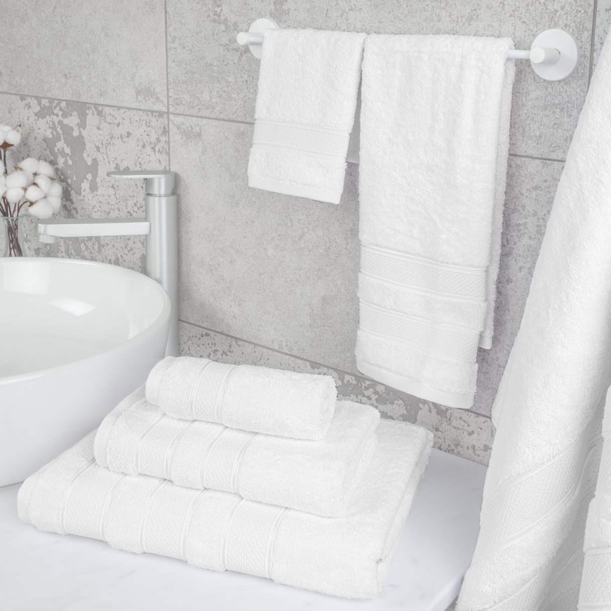 Salem 6 Piece 100% Cotton Luxury Bath Towel Set - 10 Set Case Pack