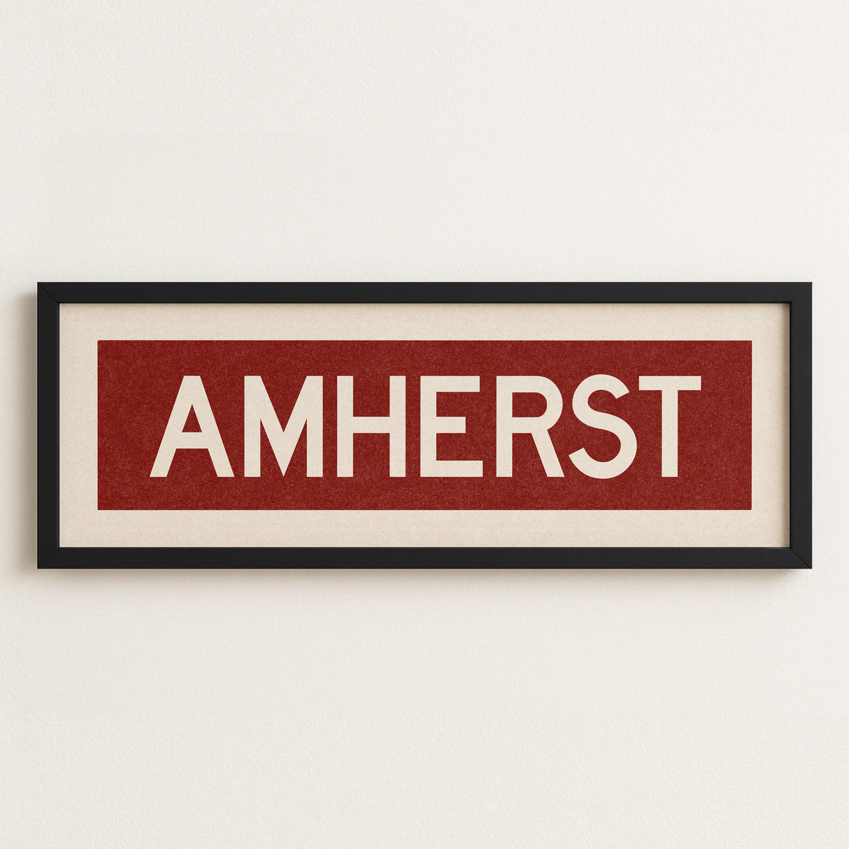 Framed Amherst Maroon and White Bus Scroll