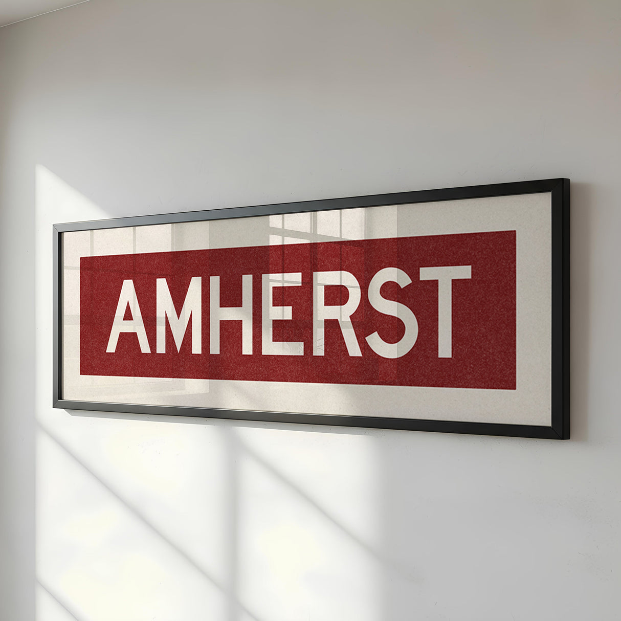 Framed Amherst Maroon and White Bus Scroll