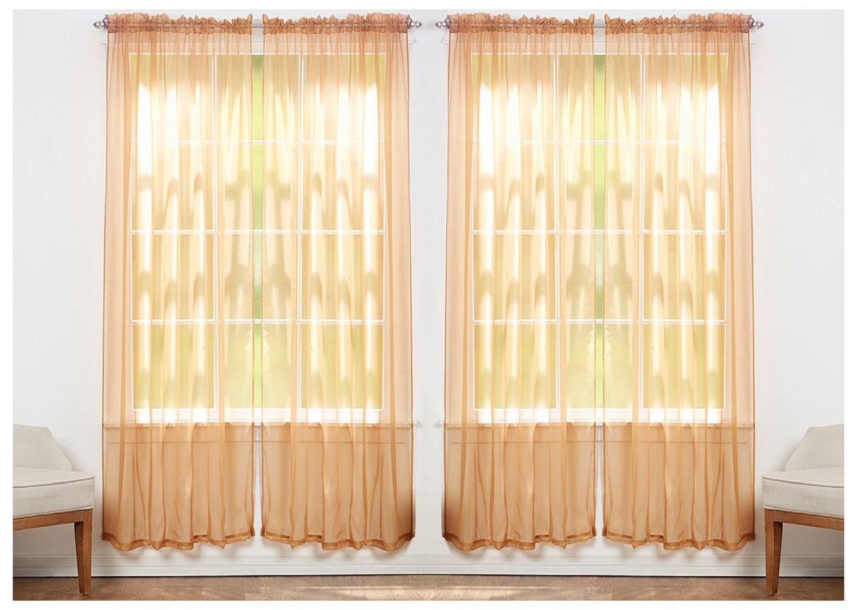 J&V Textiles 4-Pack Value: Solid Sheer Window Curtain Panels