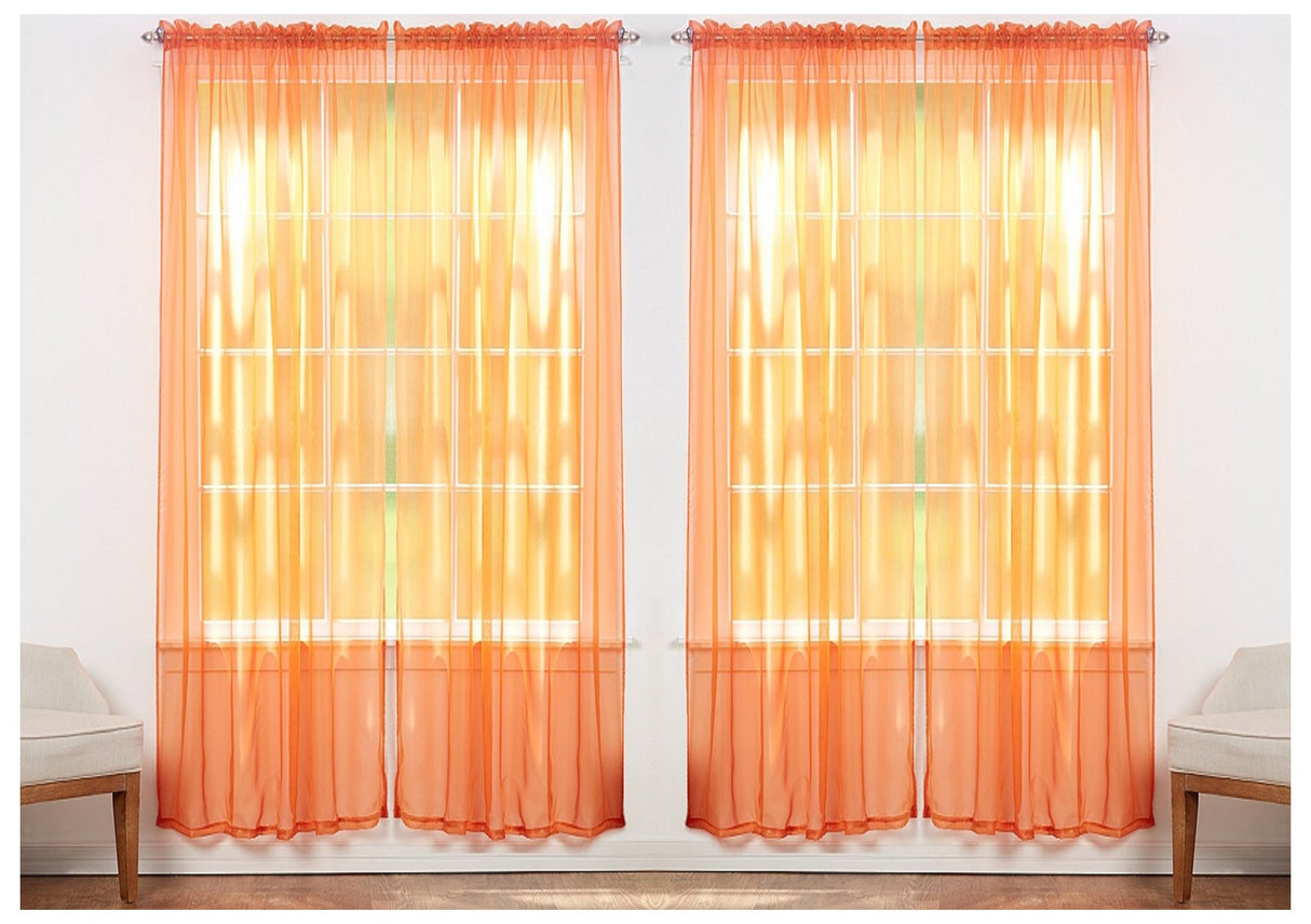J&V Textiles 4-Pack Value: Solid Sheer Window Curtain Panels