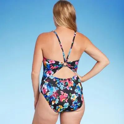 Aqua Green Women's Ring Back One Piece Swimsuit UPF 50+ Swimwear