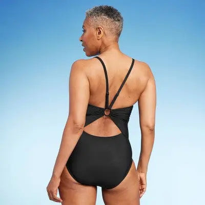 Aqua Green Women's Ring Back One Piece Swimsuit UPF 50+ Swimwear