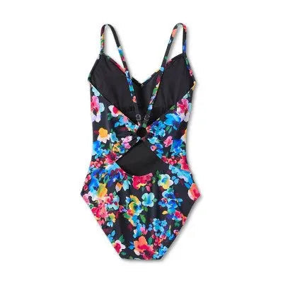 Aqua Green Women's Ring Back One Piece Swimsuit UPF 50+ Swimwear