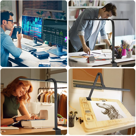 Architect Desk Lamp with Adjustable Arm and 31.5-Inch LED Light Bar – Glare-Reducing Modern Clamp Design for Optimal Workspace Lighting