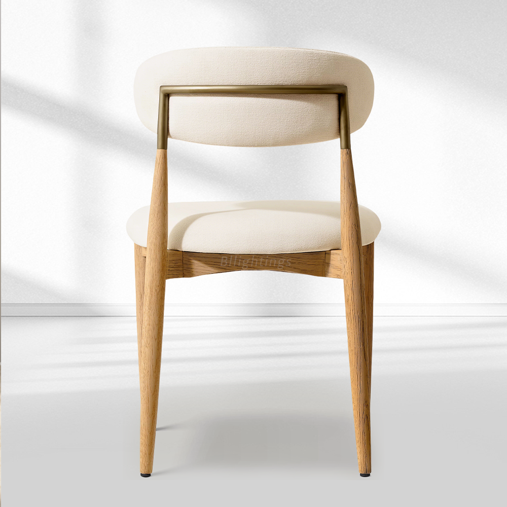 Vegan Leather Dining Chair with Oak Frame & Steel Legs 30.5" H