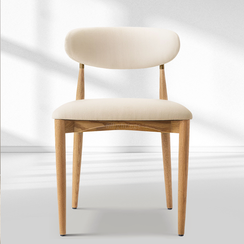 Vegan Leather Dining Chair with Oak Frame & Steel Legs 30.5" H
