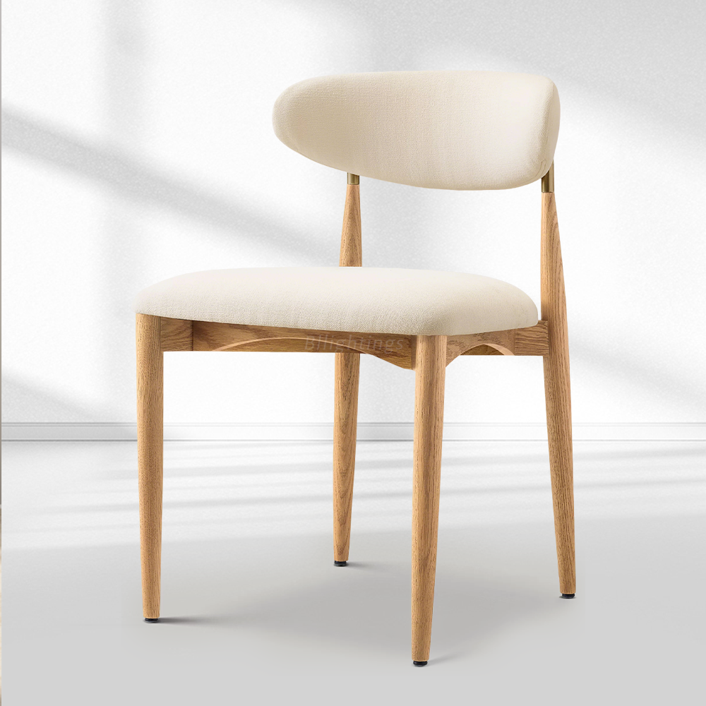 Vegan Leather Dining Chair with Oak Frame & Steel Legs 30.5" H