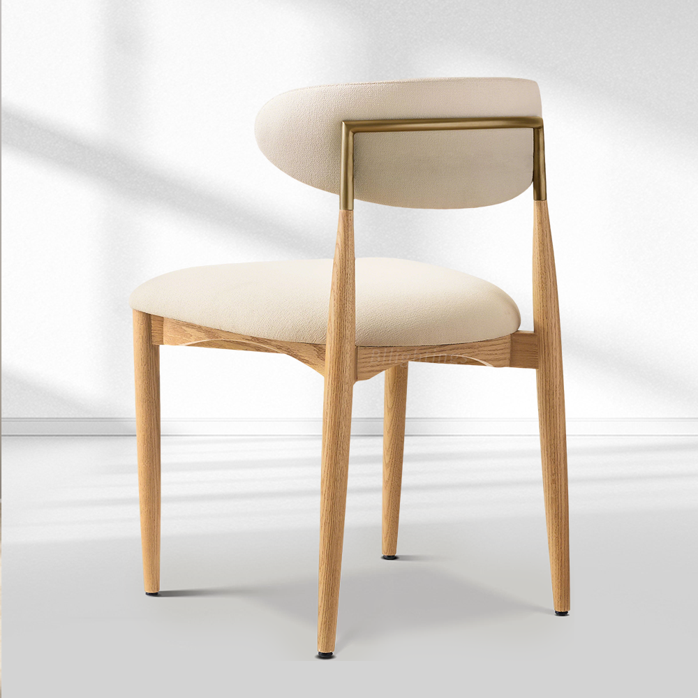 Vegan Leather Dining Chair with Oak Frame & Steel Legs 30.5" H