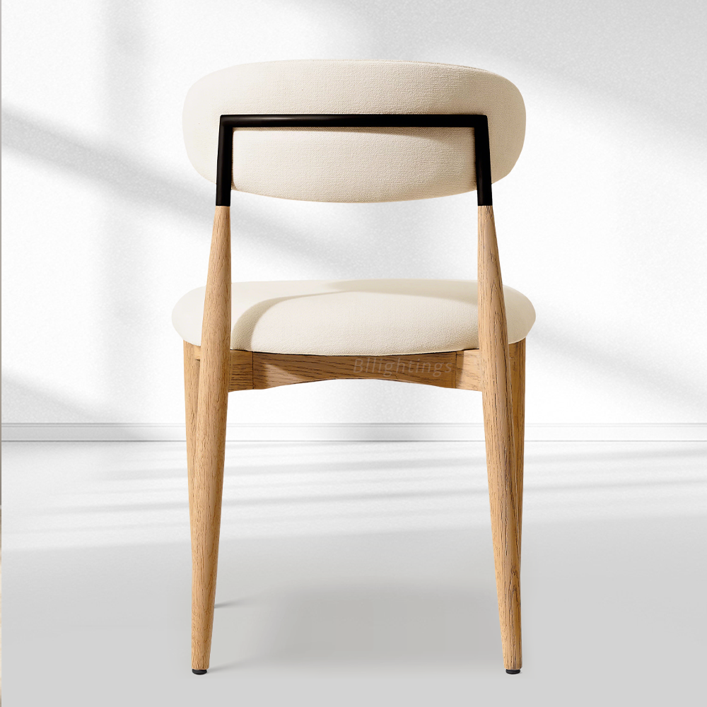 Vegan Leather Dining Chair with Oak Frame & Steel Legs 30.5" H