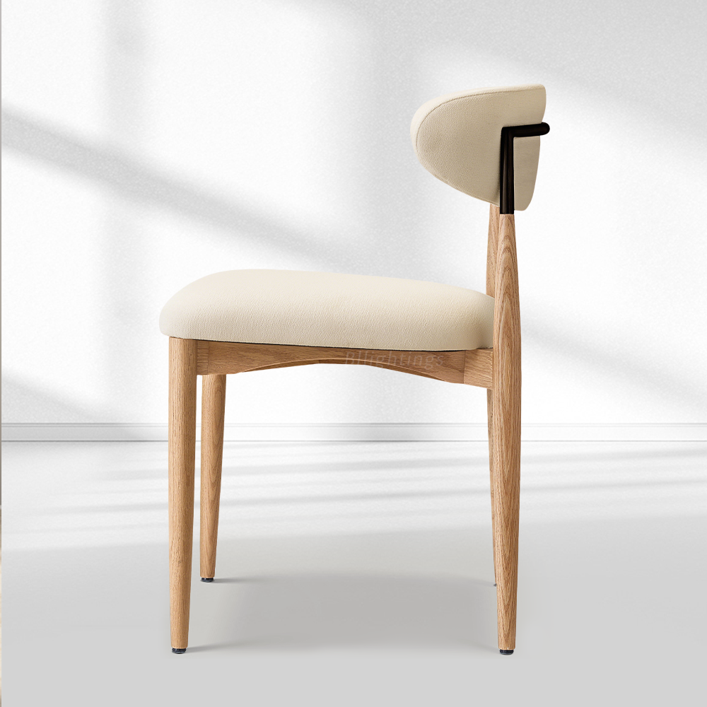 Vegan Leather Dining Chair with Oak Frame & Steel Legs 30.5" H
