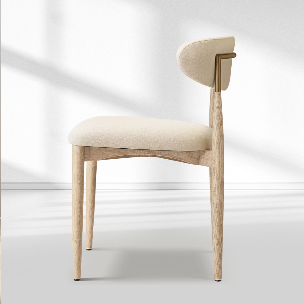 Vegan Leather Dining Chair with Oak Frame & Steel Legs 30.5" H