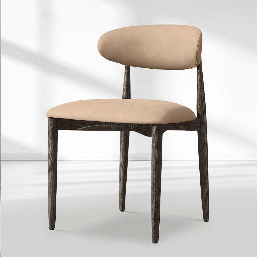 Vegan Leather Dining Chair with Oak Frame & Steel Legs 30.5" H