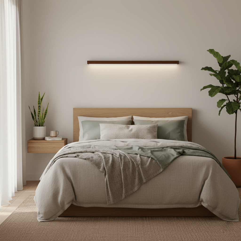Pinea | Linear Pine Wood Wall Light with Frosted Diffuser, Dimmable Warm LED for Hallway