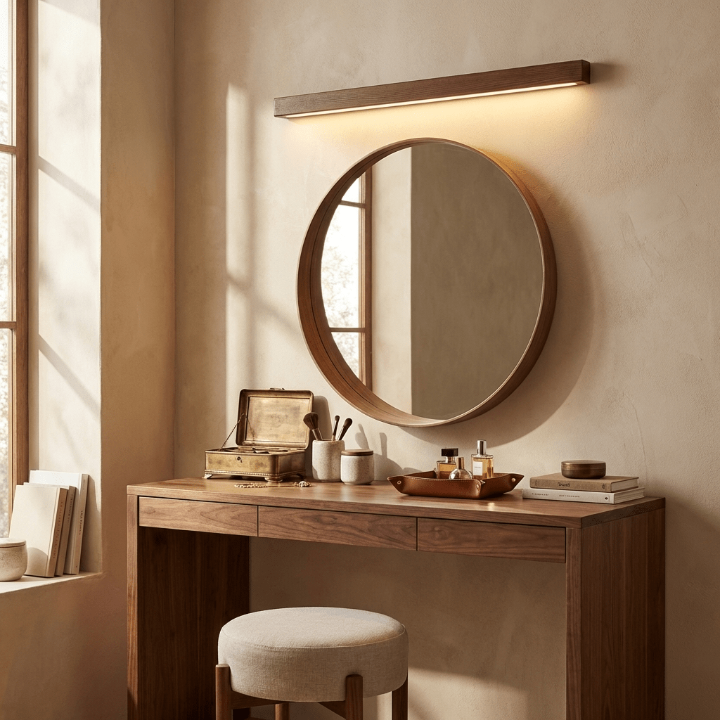 Pinea | Linear Pine Wood Wall Light with Frosted Diffuser, Dimmable Warm LED for Hallway