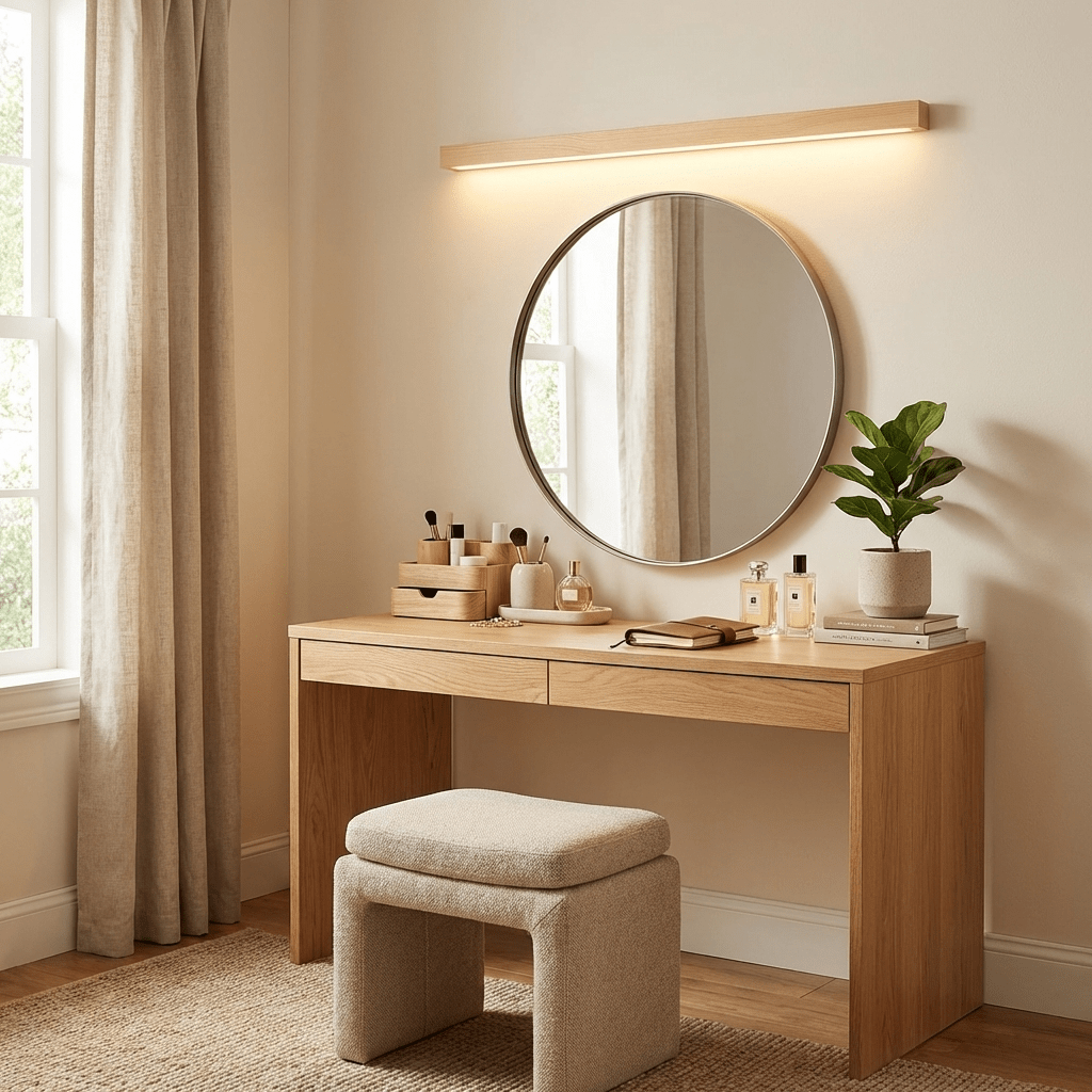Pinea | Linear Pine Wood Wall Light with Frosted Diffuser, Dimmable Warm LED for Hallway
