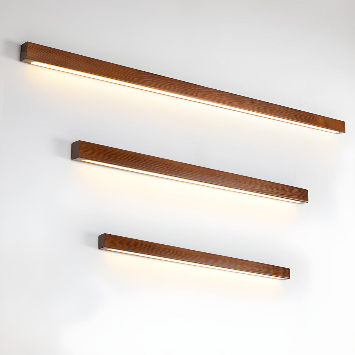 Pinea | Linear Pine Wood Wall Light with Frosted Diffuser, Dimmable Warm LED for Hallway