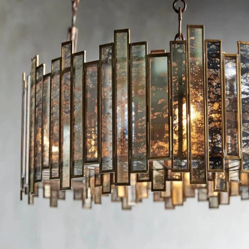 Moroccan Mirrored Glass Chandelier 24" 36" E12 Brass Fixture