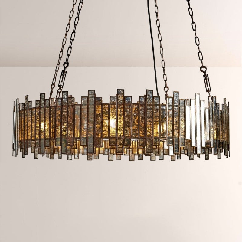 Moroccan Mirrored Glass Chandelier 24" 36" E12 Brass Fixture