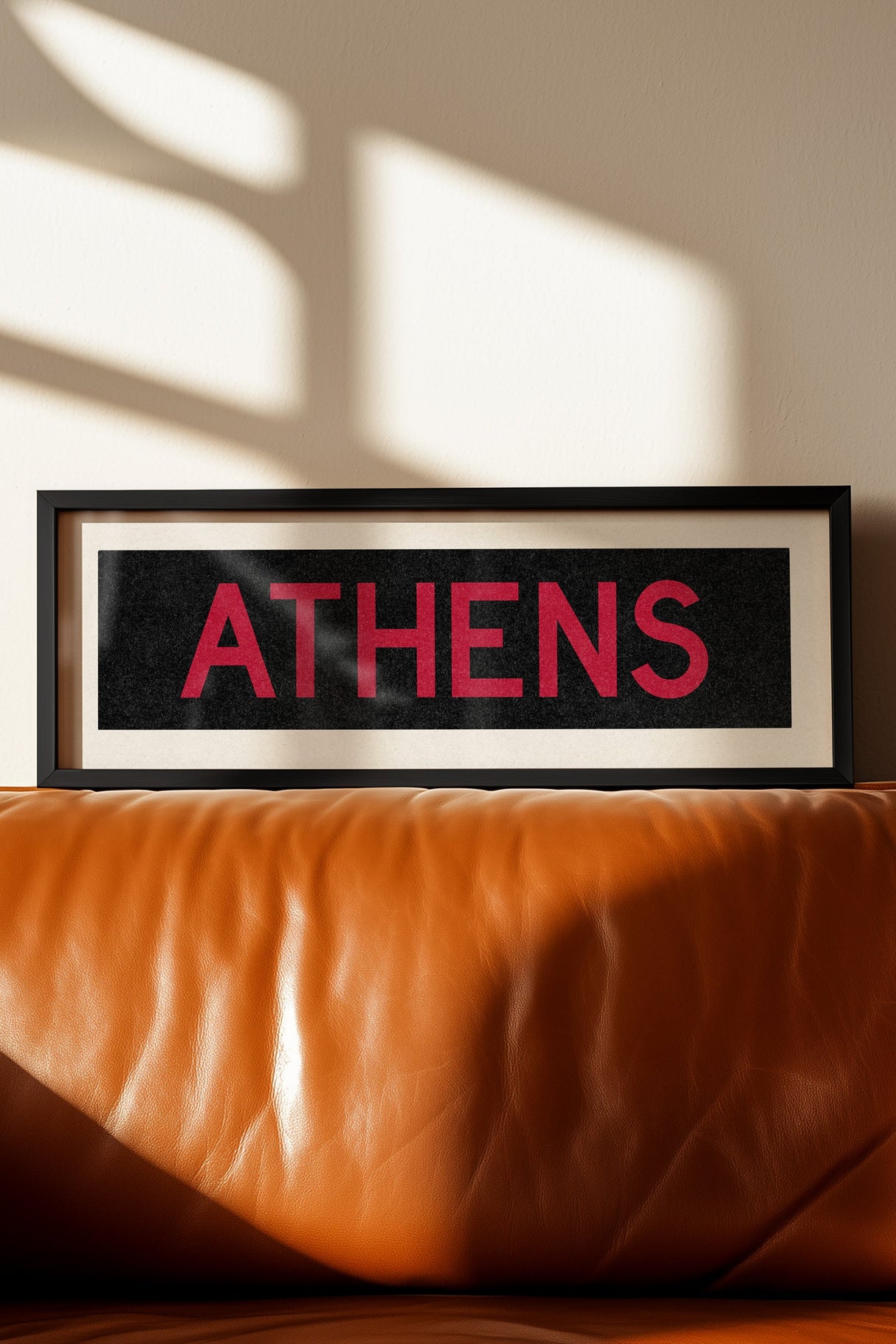 Framed Athens Red and Black Bus Scroll