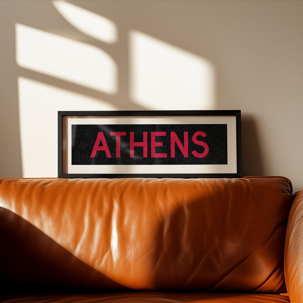 Framed Athens Red and Black Bus Scroll