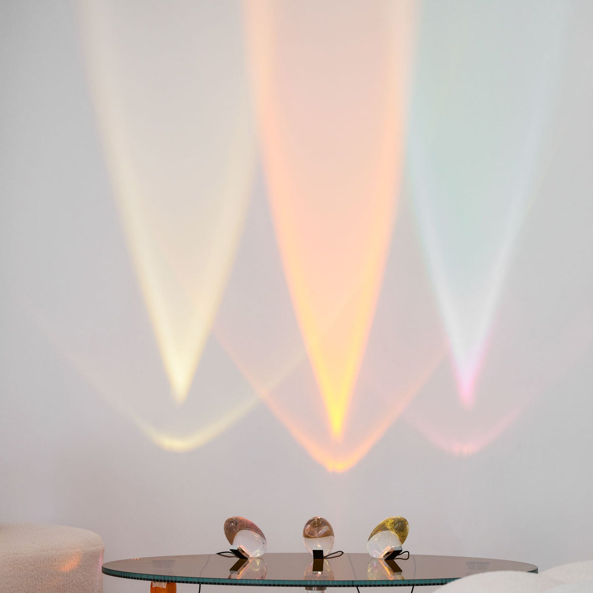 Seren | Crystal Glass Table Lamp with Chrome Base, Compact Plug-In Accent Light for Desk
