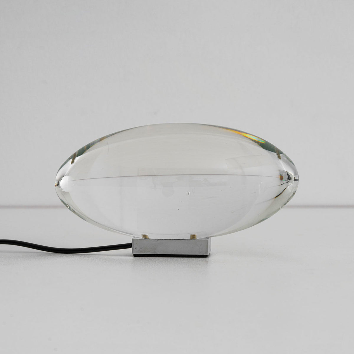 Seren | Crystal Glass Table Lamp with Chrome Base, Compact Plug-In Accent Light for Desk